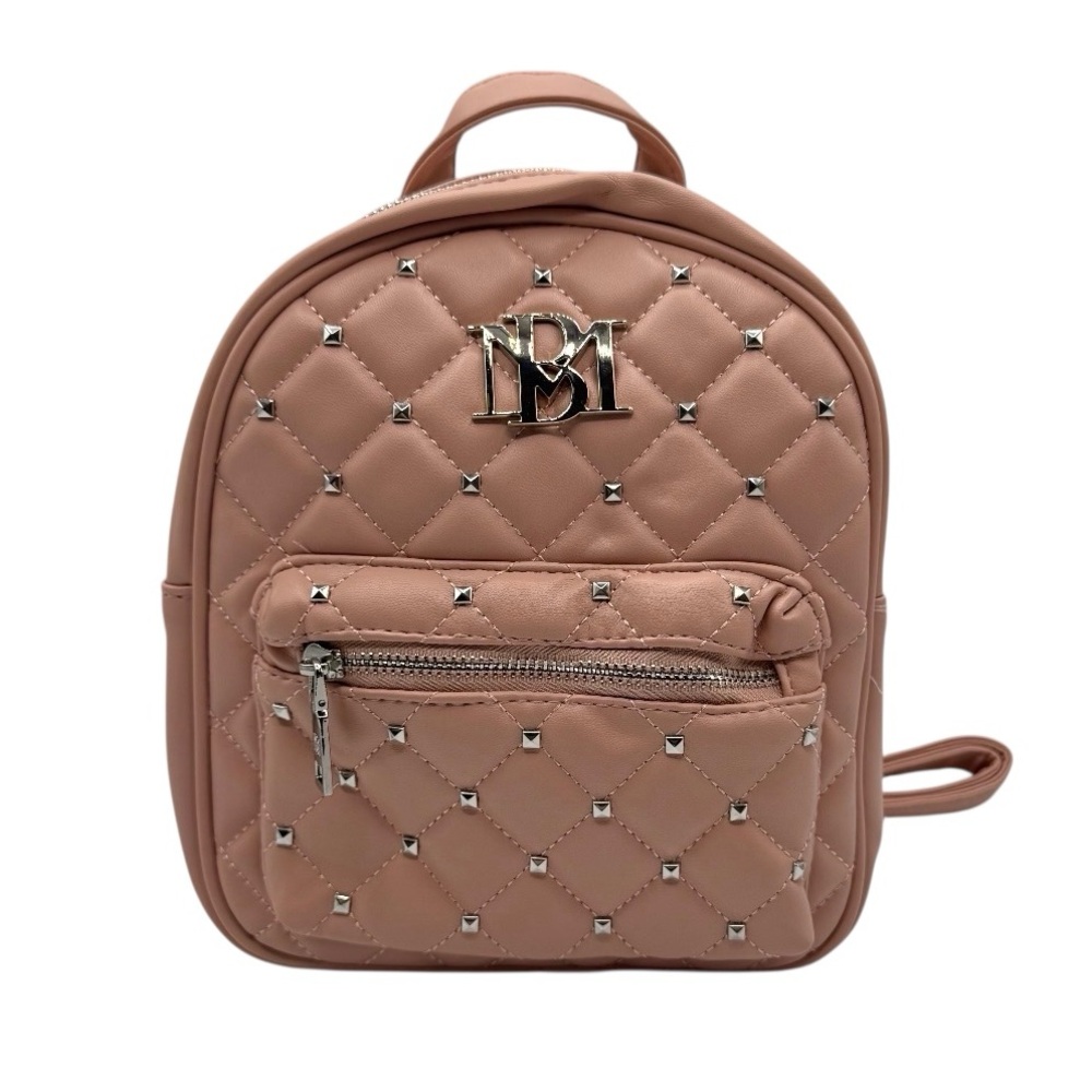BADGLEY MISCHKA QUILTED MINI STUDDED BLUSH BACKPACK